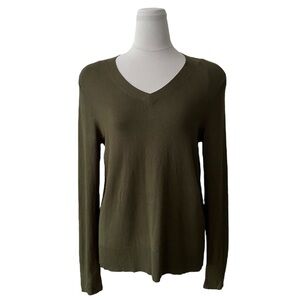 Alfred Sung Back Pleated V Neck Sweater